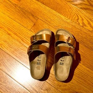 Birkenstock Papillio Arizona Copper Metallic Leather Platform